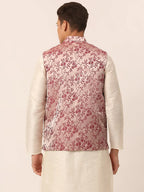 Jompers Men's Maroon Floral Design Nehru Jacket | Grocsy