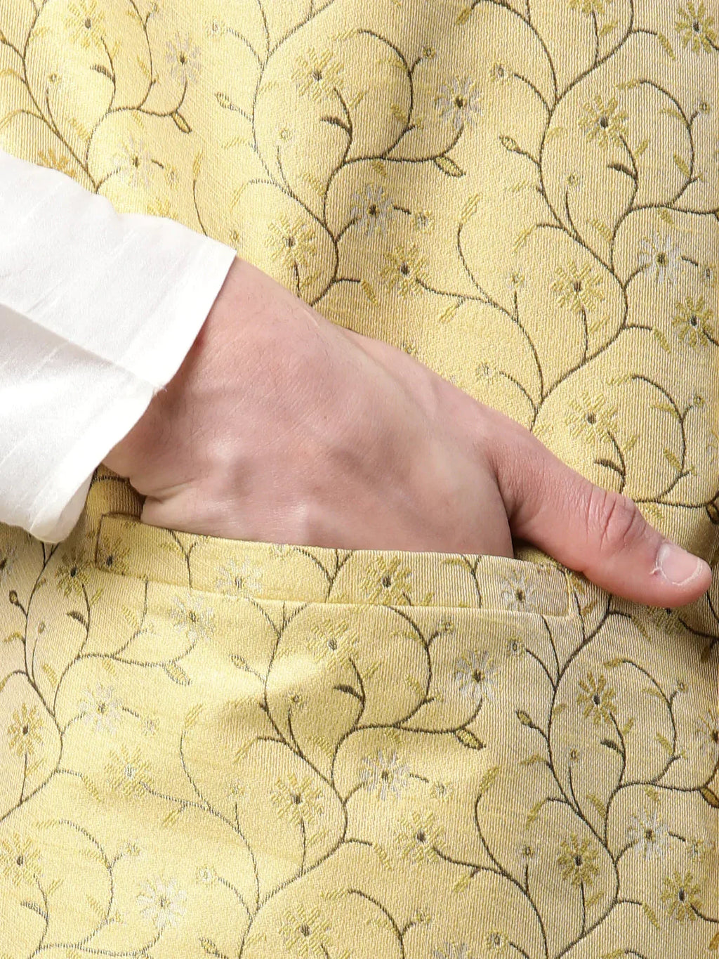 Jompers Men's Lemon Printed textured Nehru Jacket | Grocsy