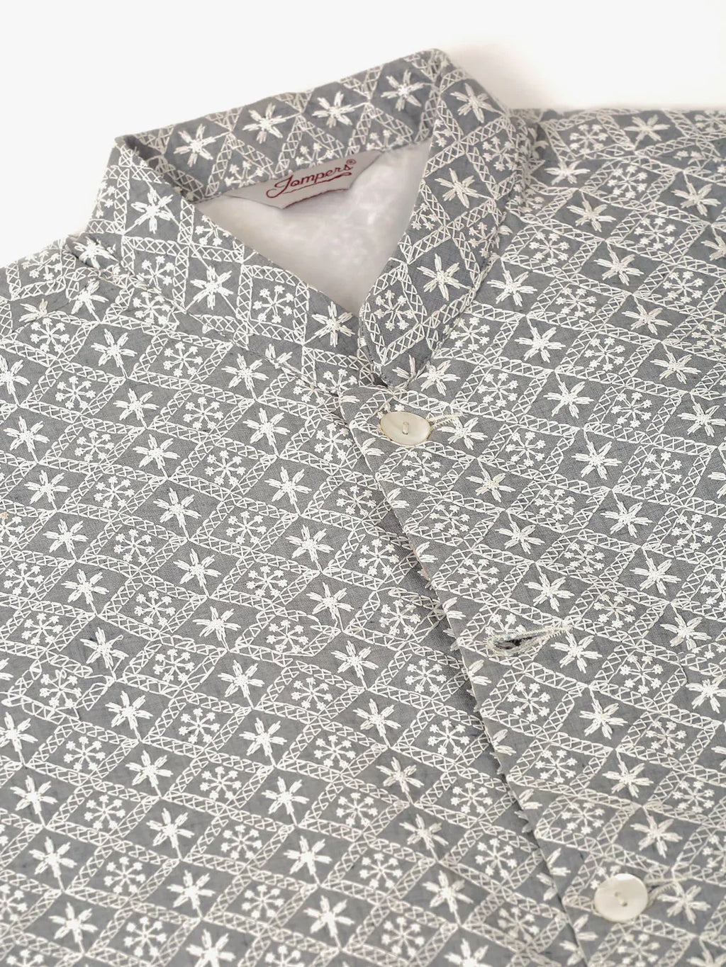 Jompers Men's Grey Embroidered Nehru Jackets | Grocsy