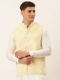 Jompers Men's Lemon Embroidered Nehru Jackets | Grocsy