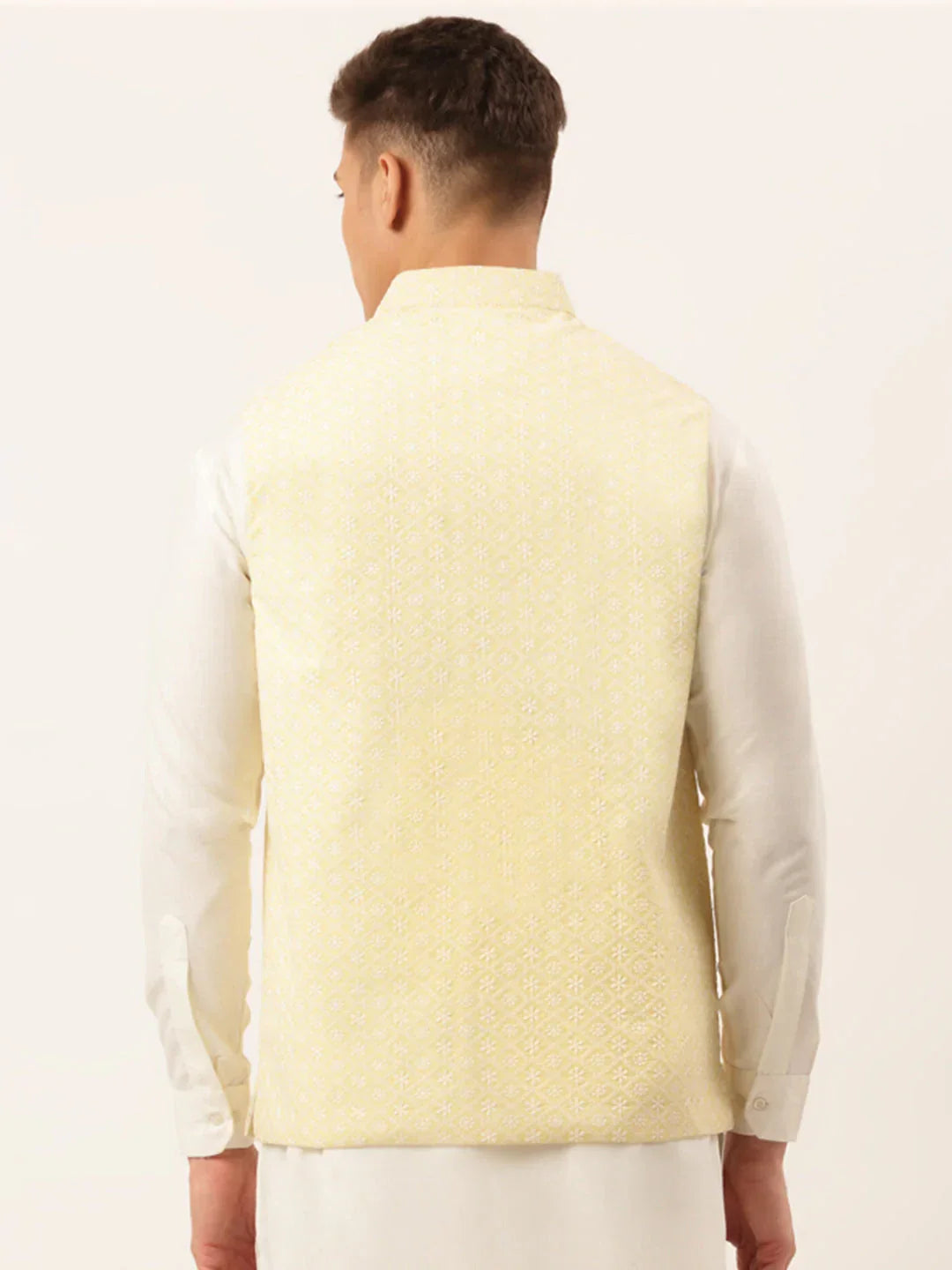 Jompers Men's Lemon Embroidered Nehru Jackets | Grocsy