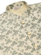Jompers Men's Grey Floral Design Nehru Jacket | Grocsy