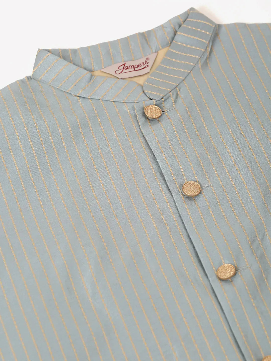 Jompers Men's Blue & Golden Embroidered Nehru Jackets | Grocsy
