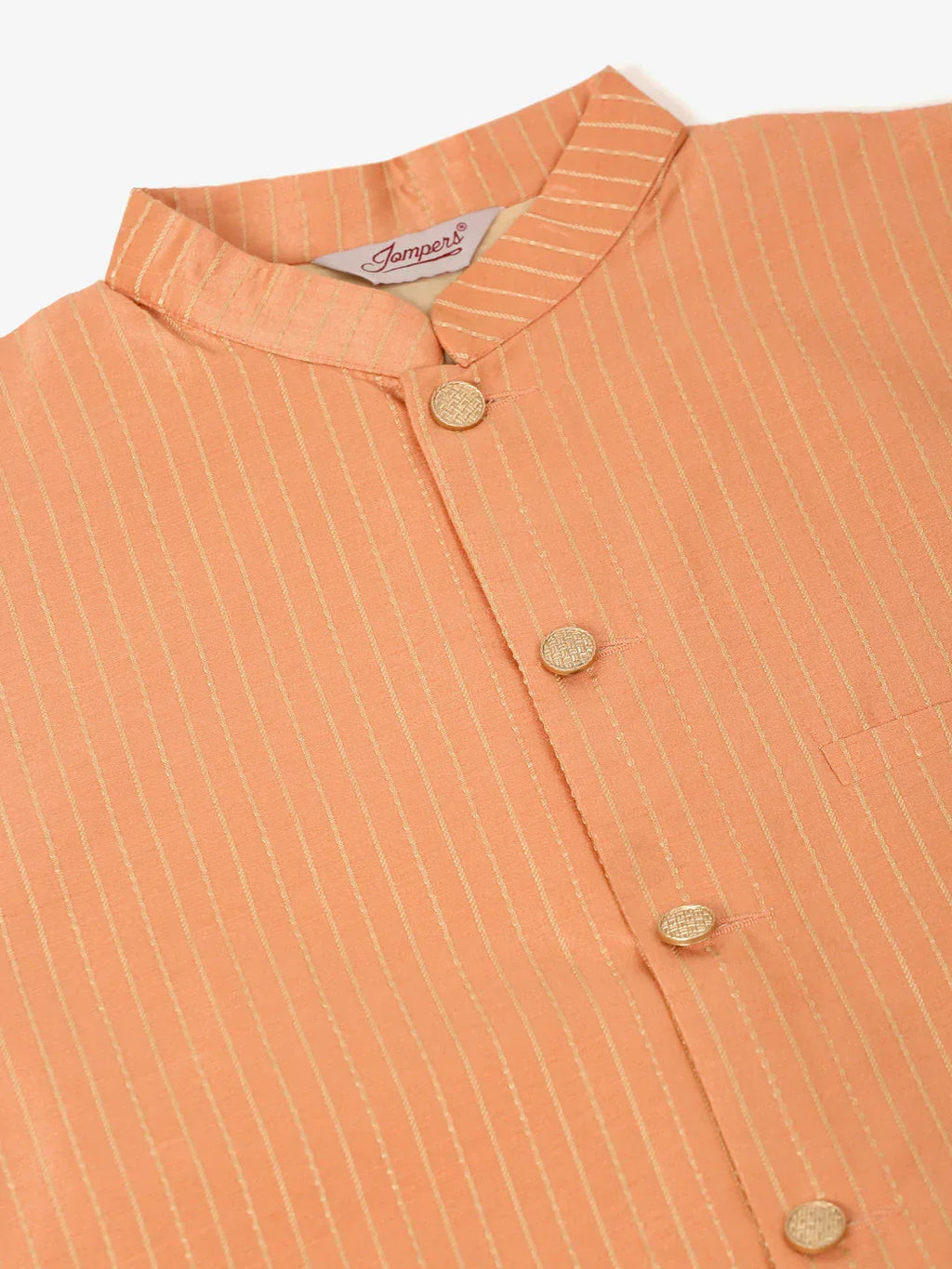 Jompers Men's Peach & Golden Embroidered Nehru Jackets | Grocsy