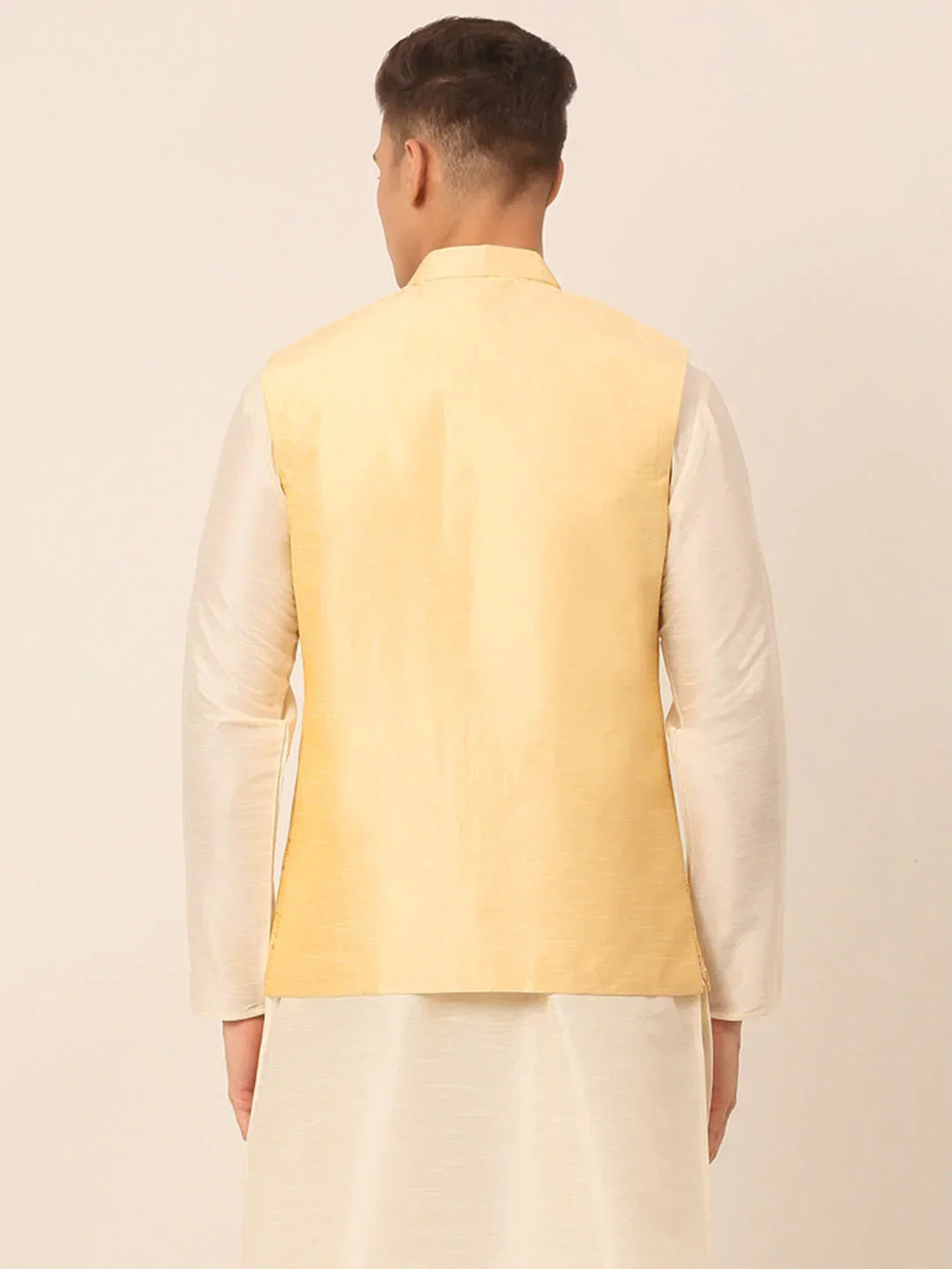 Jompers Men's Golden Embroidered Woven Nehru Jackets | Grocsy