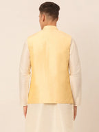 Jompers Men's Golden Embroidered Woven Nehru Jackets | Grocsy