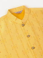 Jompers Men's Yellow Embroidered Woven Nehru Jackets | Grocsy