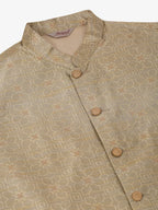Jompers Men's Beige & Golden Woven Design Nehru Jackets-JOWC_4045Beige | Grocsy