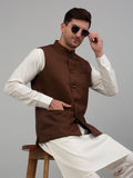 Jompers Men's Brown Solid Nehru Jacket | Grocsy