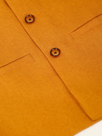 Jompers Men's Mustard Solid Woven Sleeveless Nehru Jackets | Grocsy