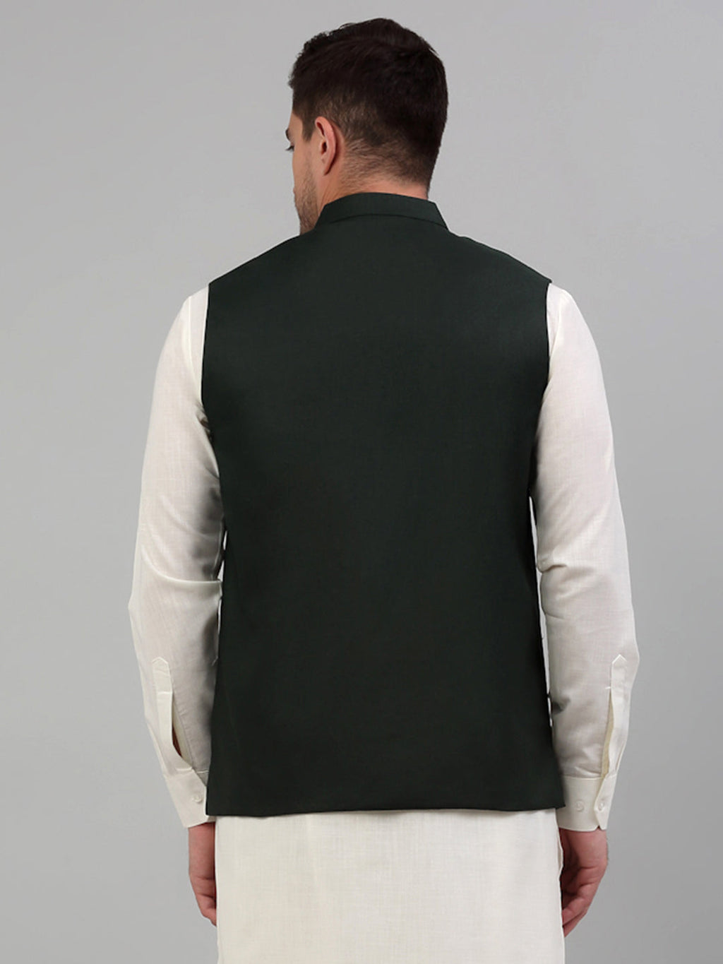 Jompers Men's Olive Green Solid Nehru Jacket | Grocsy