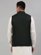 Jompers Men's Olive Green Solid Nehru Jacket | Grocsy