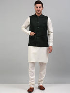 Jompers Men's Olive Green Solid Nehru Jacket | Grocsy