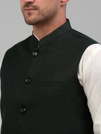 Jompers Men's Olive Green Solid Nehru Jacket | Grocsy