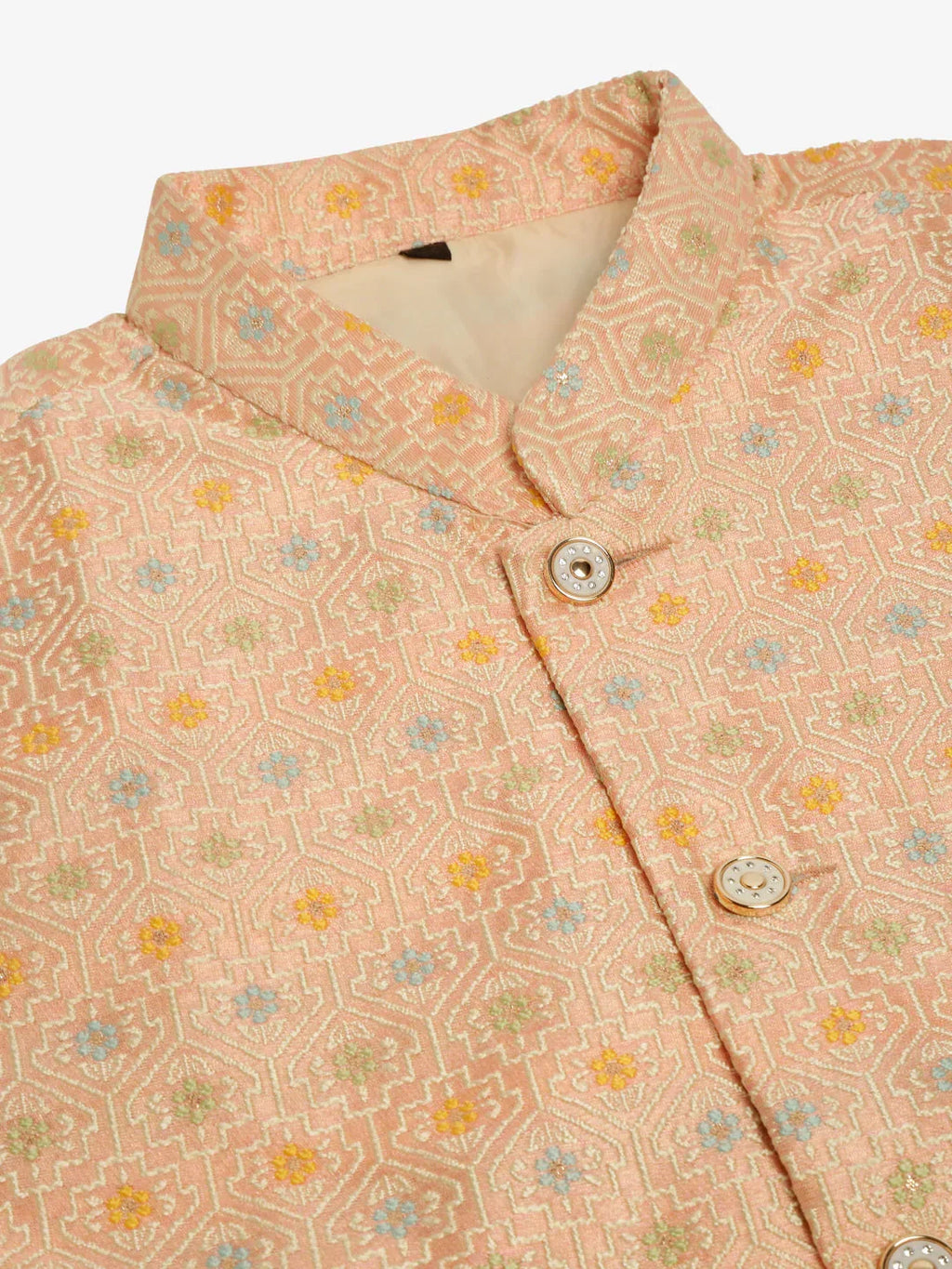 Jompers Men's Pink Embroidered Nehru Jacket | Grocsy