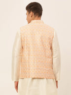 Jompers Men's Pink Embroidered Nehru Jacket | Grocsy