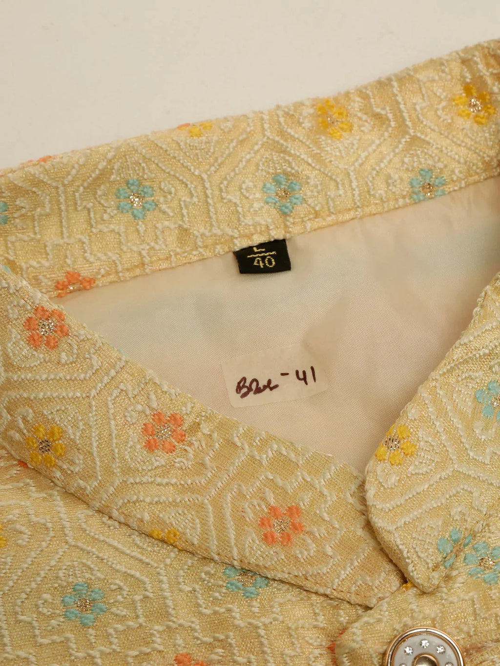 Jompers Men's Yellow Embroidered Nehru Jacket | Grocsy