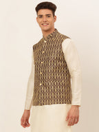 Jompers Men's Embroidered Waistcoat - Brown | Grocsy