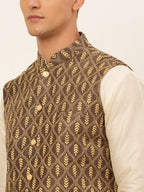 Jompers Men's Embroidered Waistcoat - Brown | Grocsy