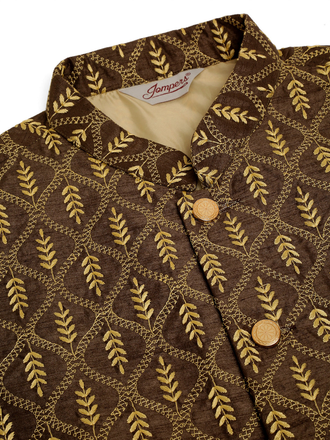 Jompers Men's Embroidered Waistcoat - Brown | Grocsy