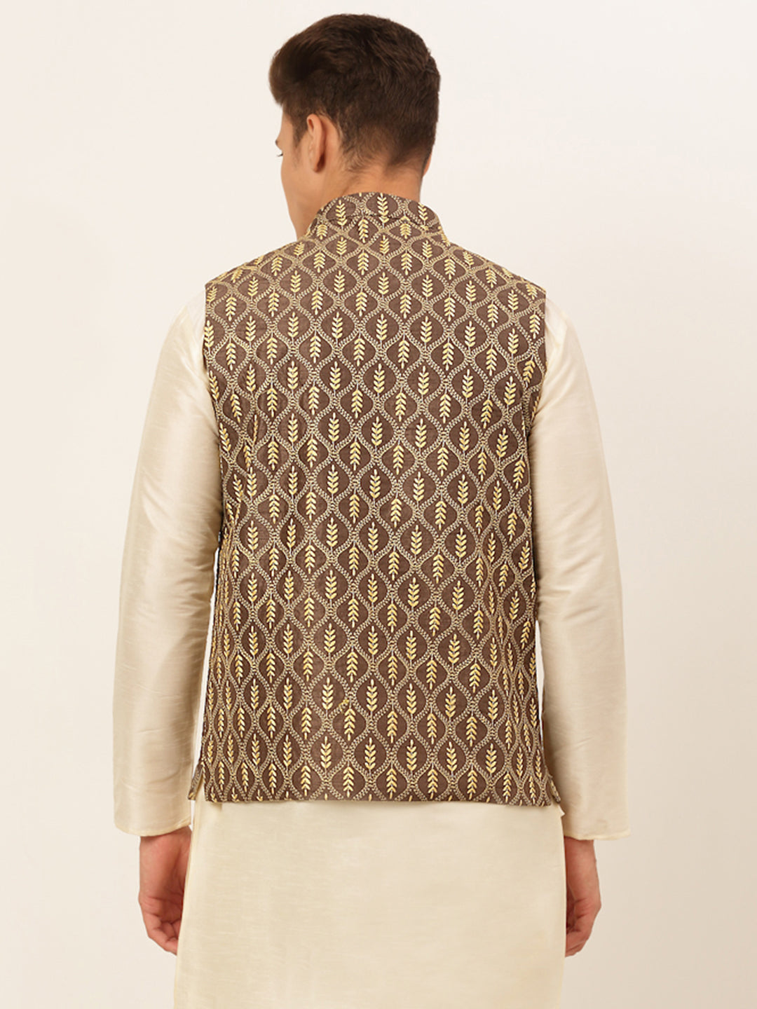 Jompers Men's Embroidered Waistcoat - Brown | Grocsy