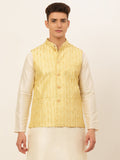 Jompers Men's Embroidered Waistcoat - Golden | Grocsy