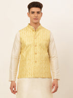 Jompers Men's Embroidered Waistcoat - Golden | Grocsy