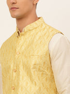 Jompers Men's Embroidered Waistcoat - Golden | Grocsy