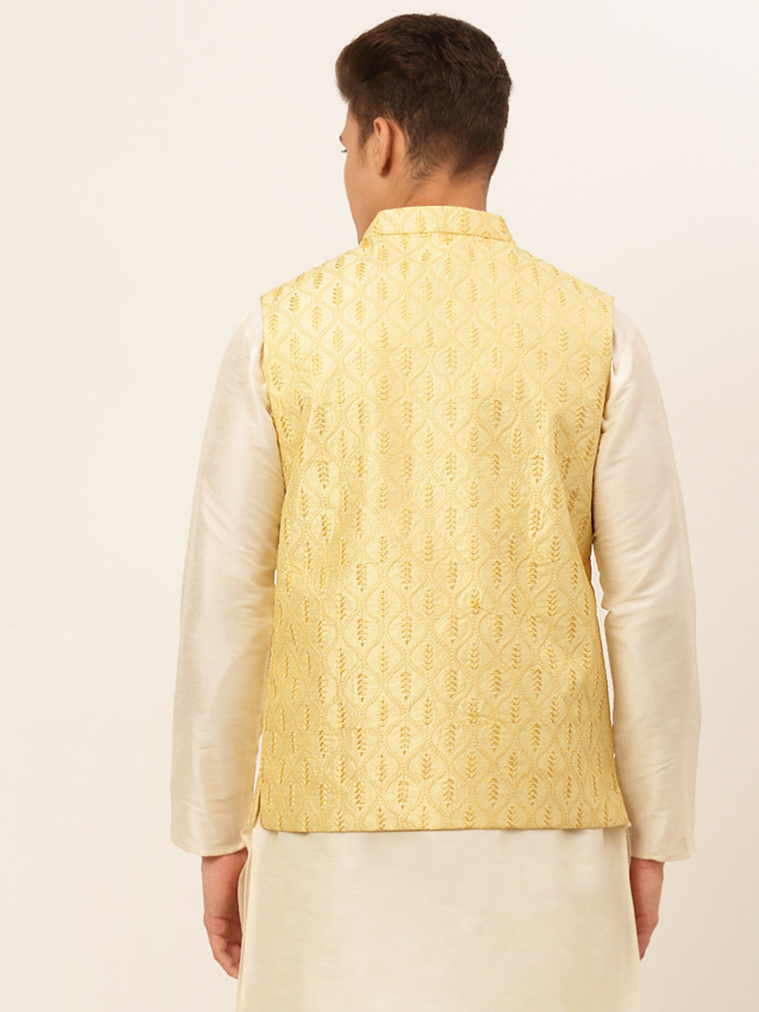 Jompers Men's Embroidered Waistcoat - Golden | Grocsy