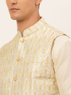 Jompers Men's Embroidered Waistcoat - Silver | Grocsy
