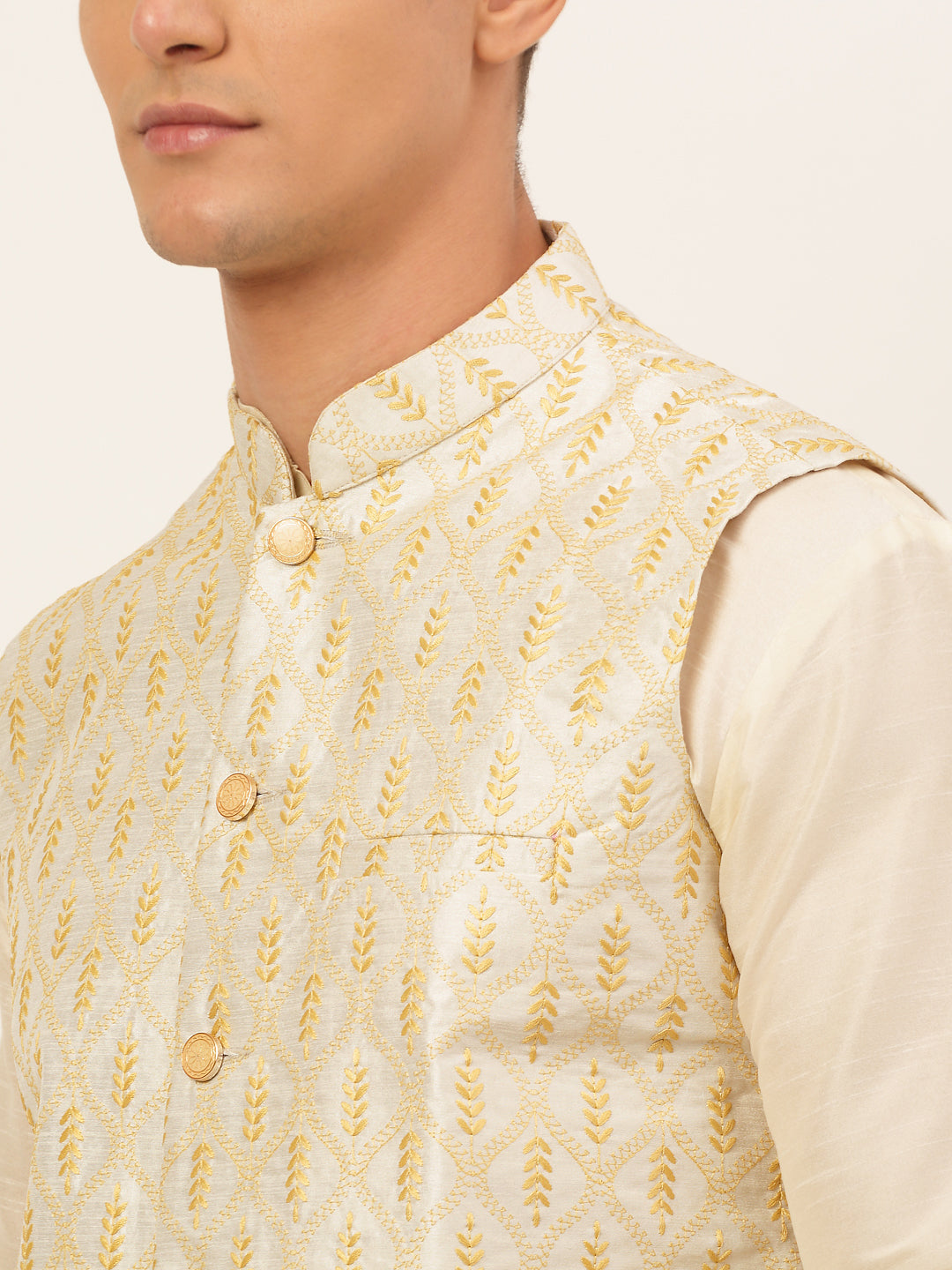 Jompers Men's Embroidered Waistcoat - Silver | Grocsy