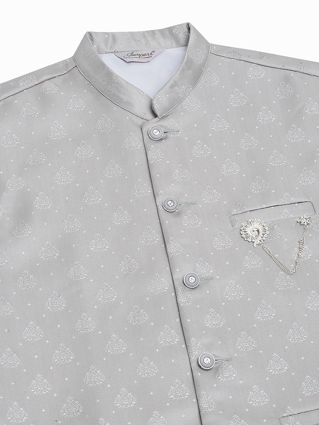 Jompers Men's Grey Woven Design Waistcoats | Grocsy
