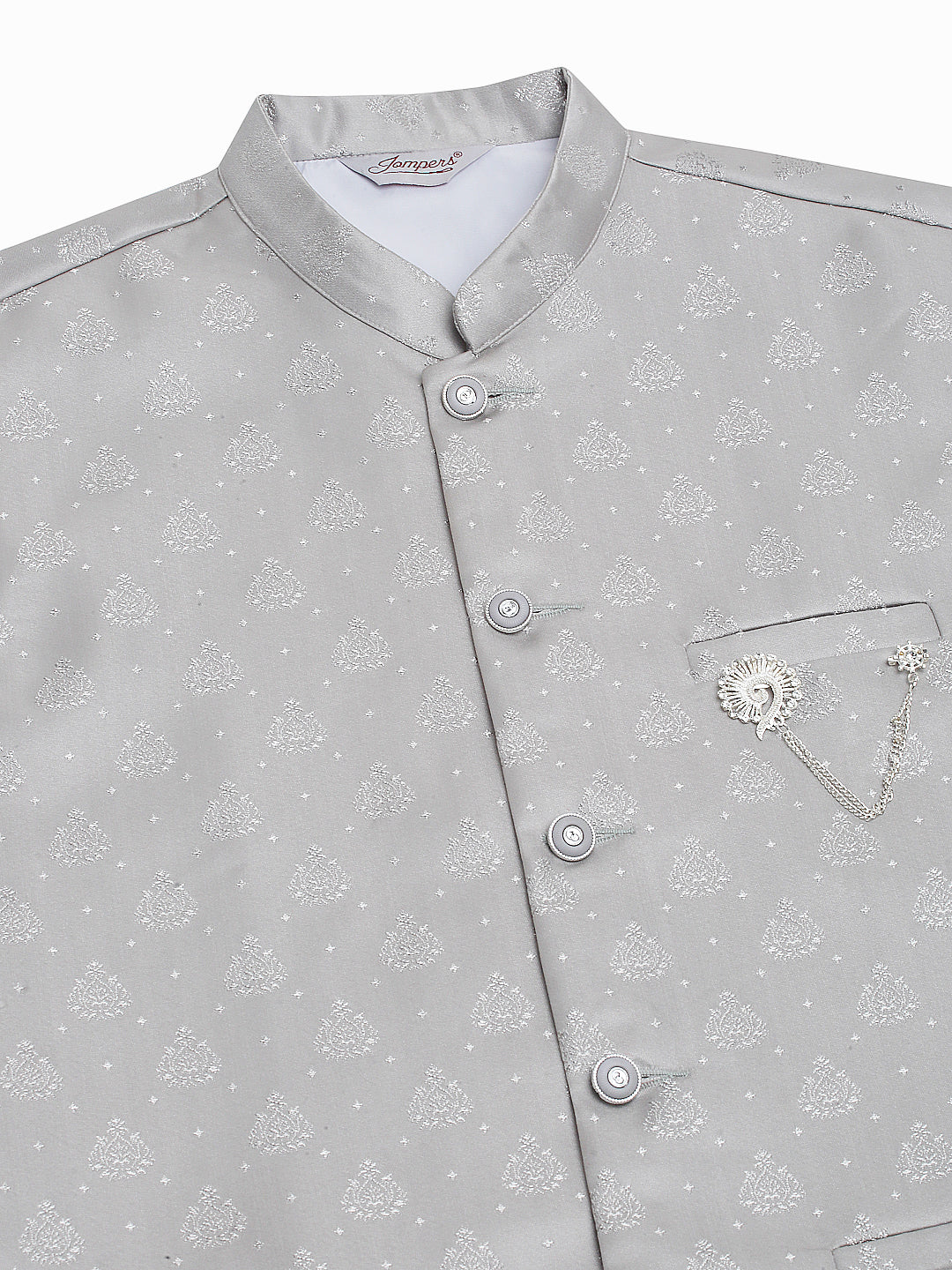 Jompers Men's Grey Woven Design Waistcoats | Grocsy