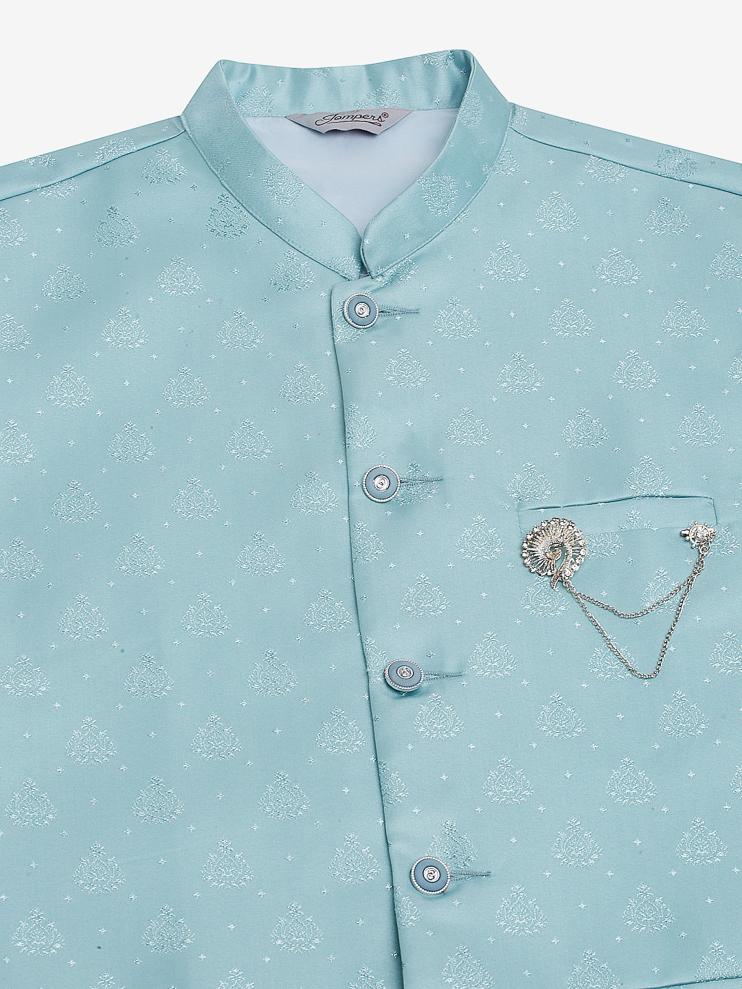 Jompers Men's Sky Blue Woven Design Waistcoats | Grocsy