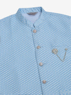 Jompers Men's Blue Woven Design Waistcoats | Grocsy