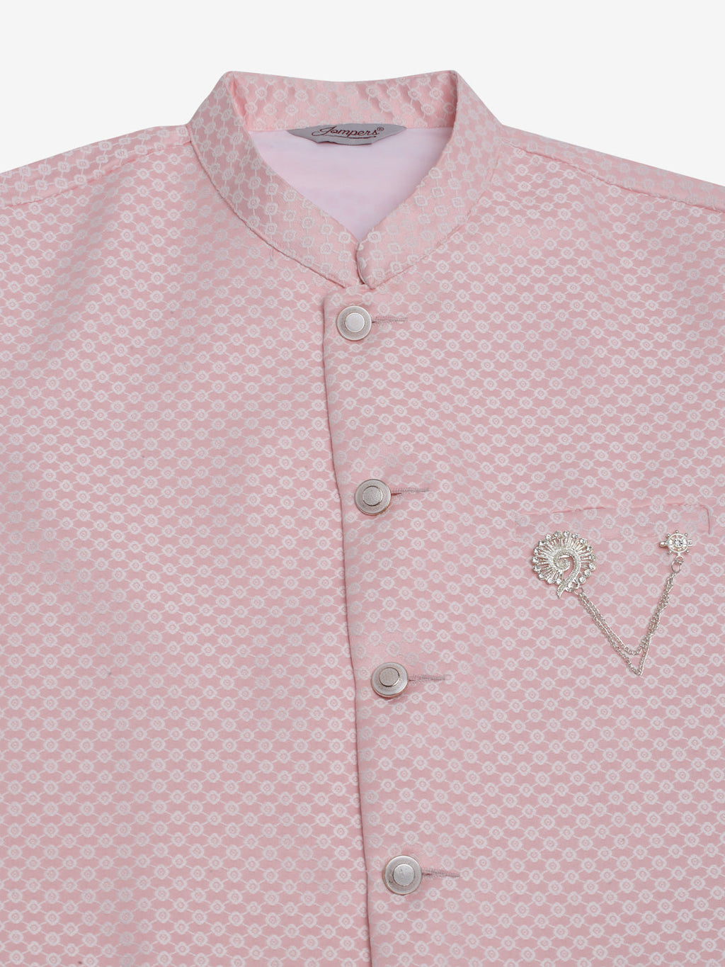 Jompers Men's Pink Woven Design Waistcoats | Grocsy