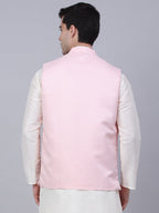 Jompers Men's Pink Woven Design Waistcoats | Grocsy