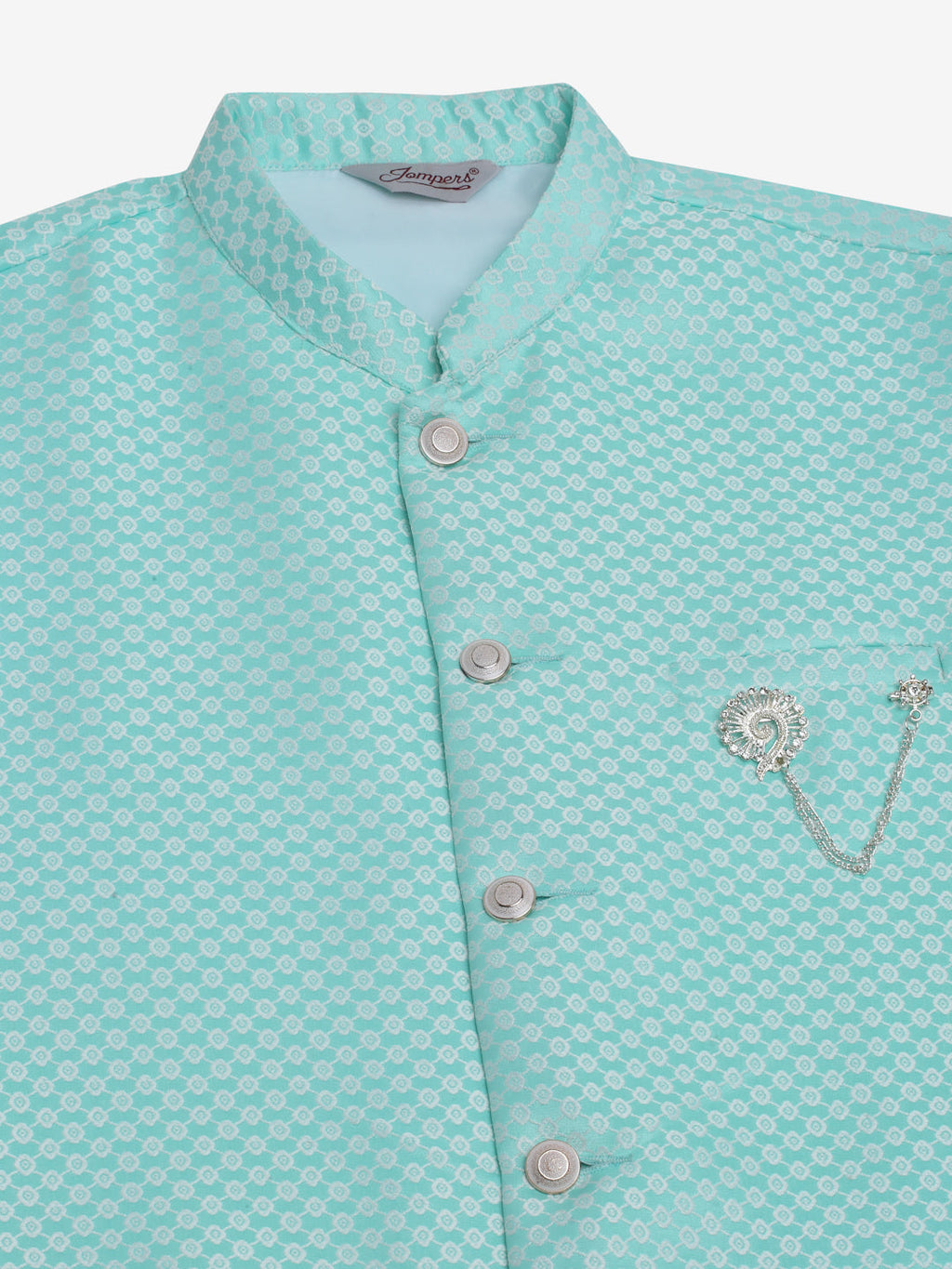 Jompers Men's Sky Blue Woven Design Waistcoats | Grocsy