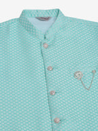 Jompers Men's Sky Blue Woven Design Waistcoats | Grocsy