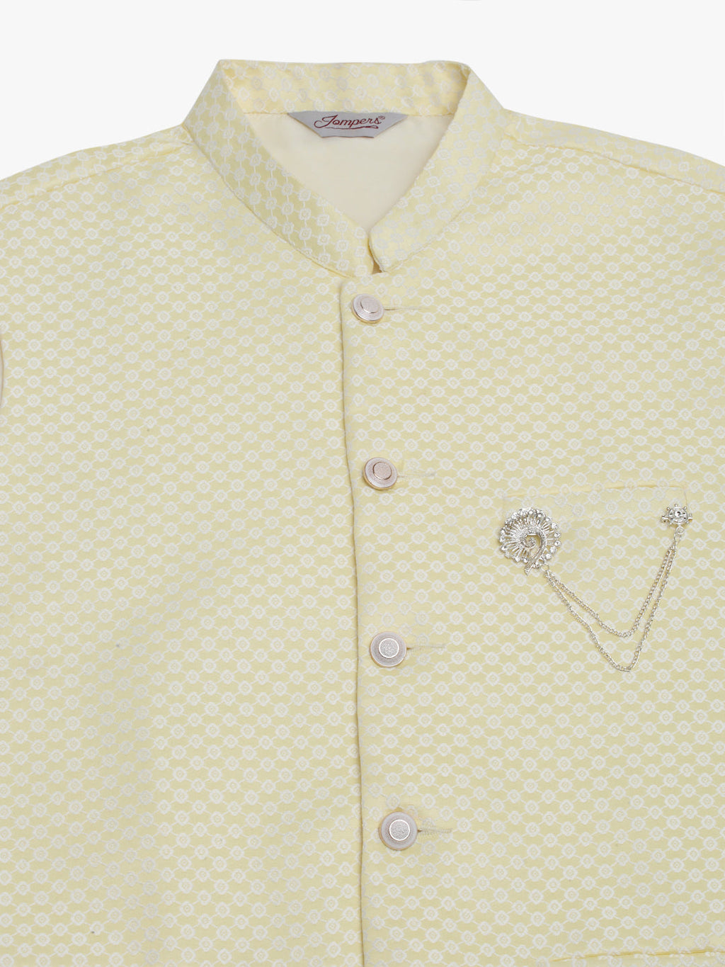 Jompers Men's Yellow Woven Design Waistcoats | Grocsy