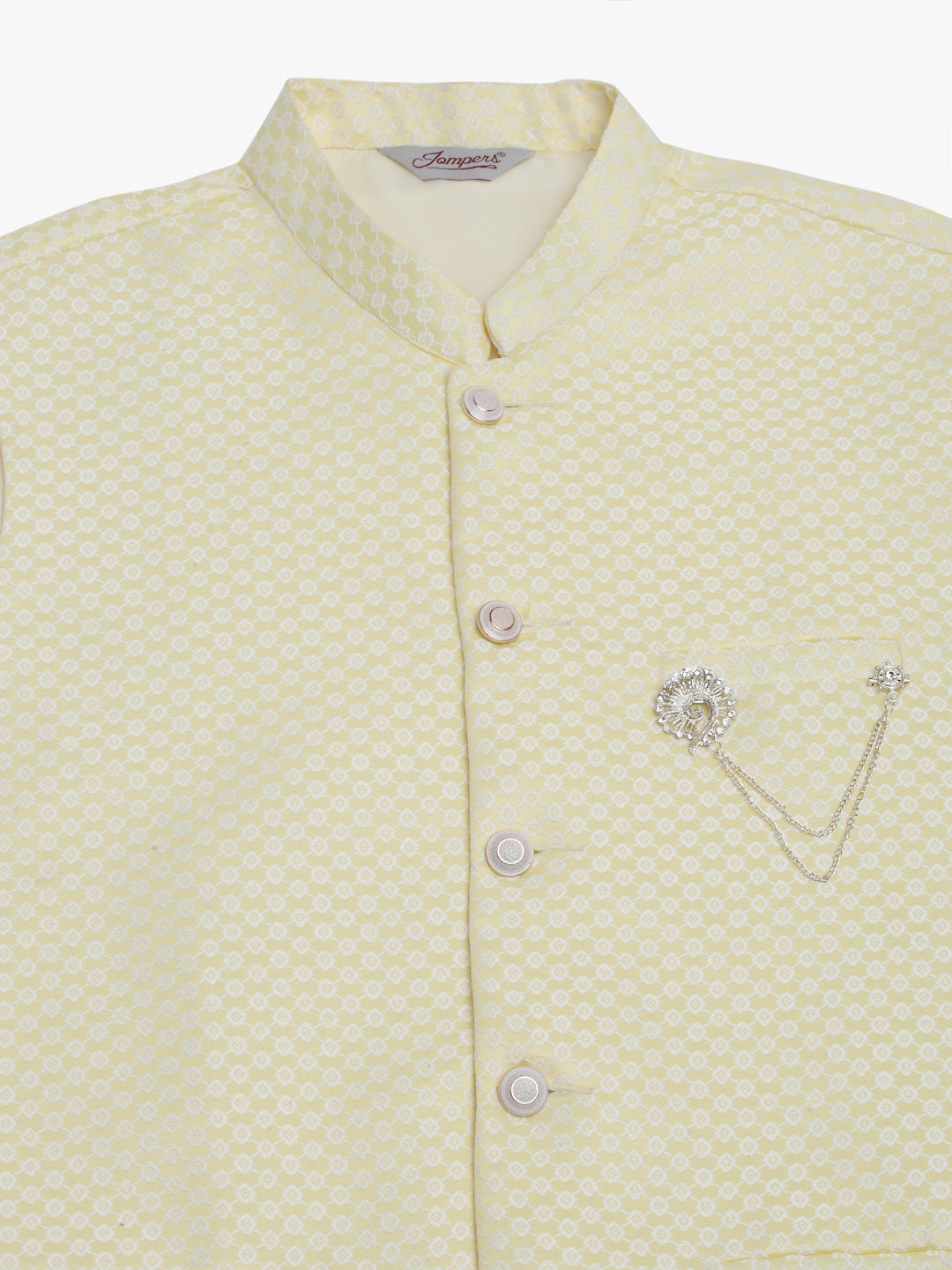 Jompers Men's Yellow Woven Design Waistcoats | Grocsy