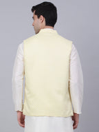 Jompers Men's Yellow Woven Design Waistcoats | Grocsy