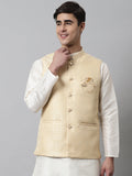 Jompers Men's Golden Woven Design Waistcoats | Grocsy