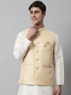 Jompers Men's Golden Woven Design Waistcoats | Grocsy