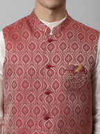 Jompers Men's Maroon Woven Design Waistcoats | Grocsy