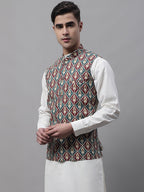 Jompers Men's Teal and Maroon Printed Waistcoats | Grocsy