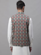 Jompers Men's Teal and Maroon Printed Waistcoats | Grocsy