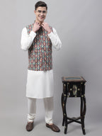 Jompers Men's Teal and Maroon Printed Waistcoats | Grocsy