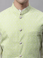 Jompers Men's Green and White Embroidered Waistcoats | Grocsy