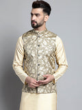 Jompers Men's Woven Design Nehru Jacket - Beige | Grocsy